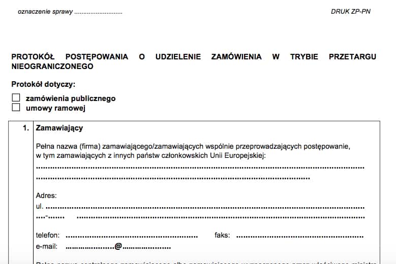 protokół postępowania o udzielenie zamówienia